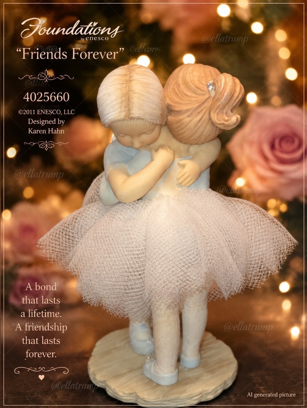 Enesco Foundations Friends Forever Figurine 2011 by Karen Hahn 4"